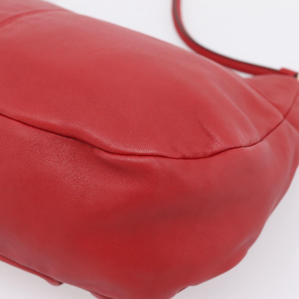 Salvatore Ferragamo Vala Shoulder Bag Leather Red Gold Auth 206910A