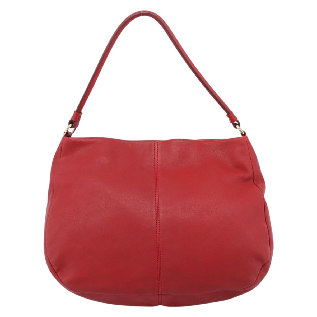 Salvatore Ferragamo Vala Shoulder Bag Leather Red Gold Auth 206910A