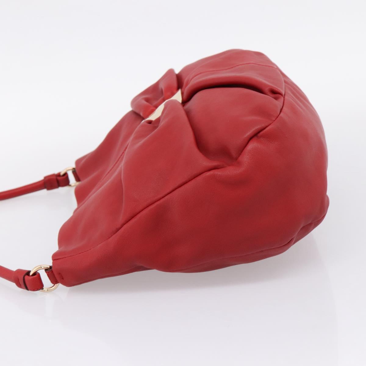 Salvatore Ferragamo Vala Shoulder Bag Leather Red Gold Auth 206910A