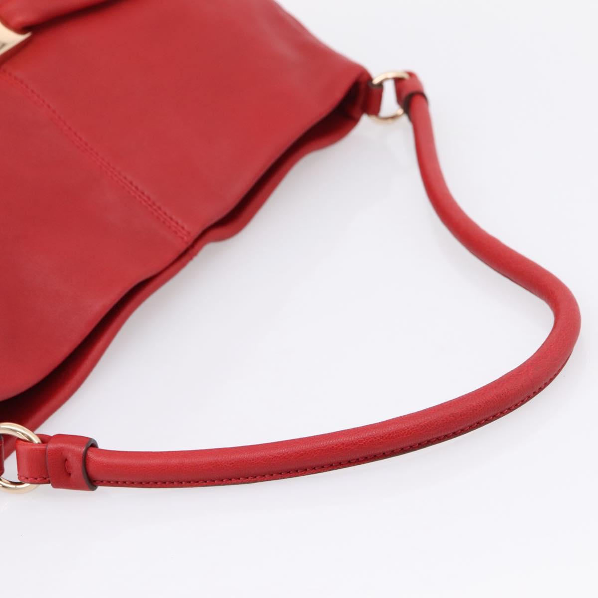 Salvatore Ferragamo Vala Shoulder Bag Leather Red Gold Auth 206910A