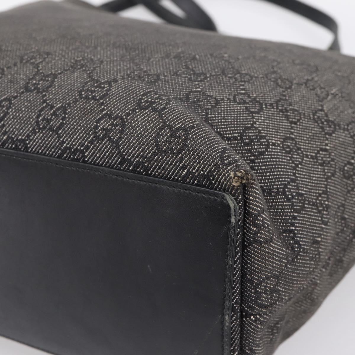 GUCCI GG Canvas Tote Bag Gray Silver 31243 Auth 206920
