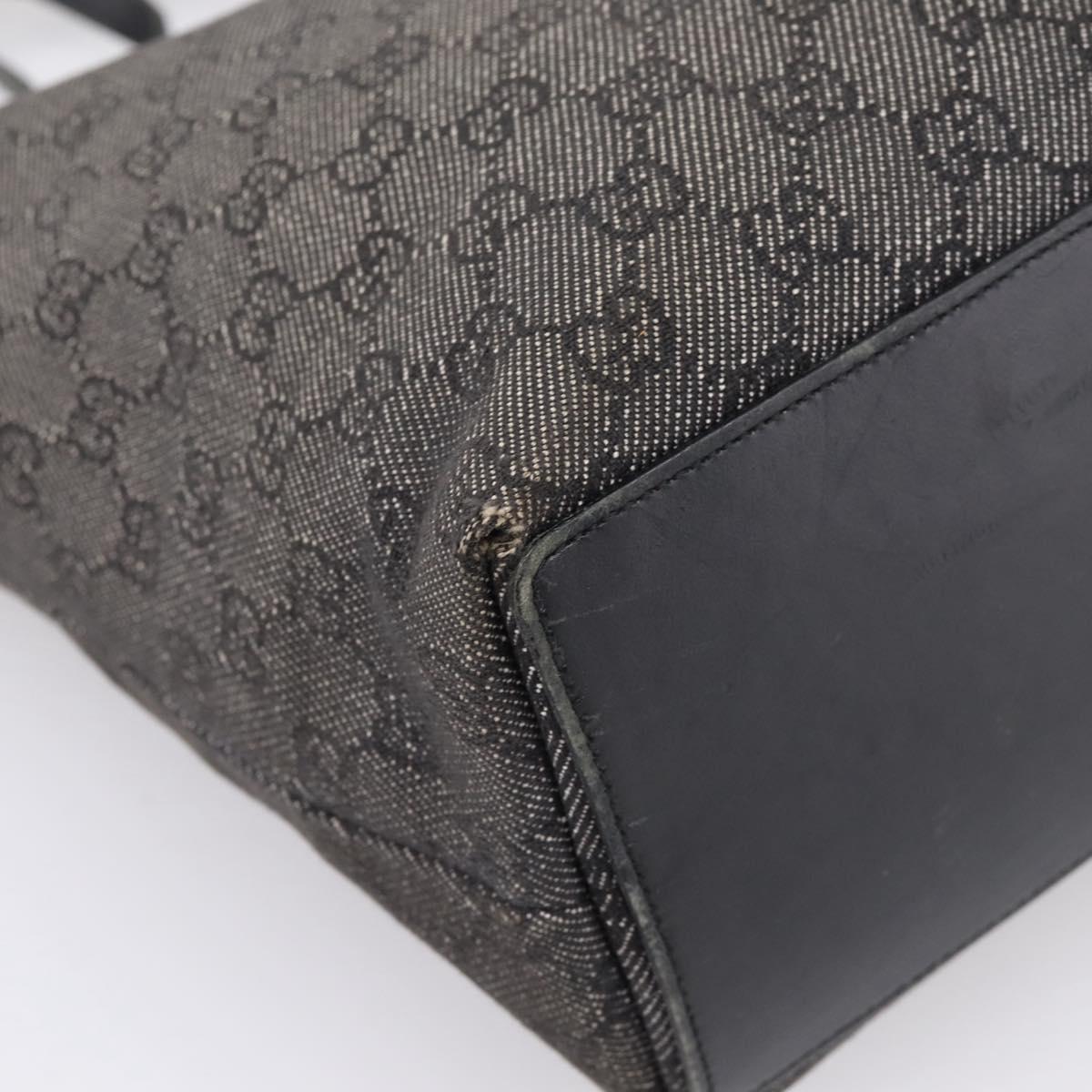 GUCCI GG Canvas Tote Bag Gray Silver 31243 Auth 206920