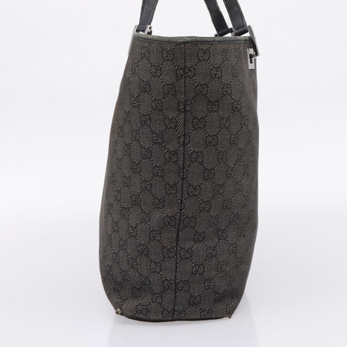 GUCCI GG Canvas Tote Bag Gray Silver 31243 Auth 206920