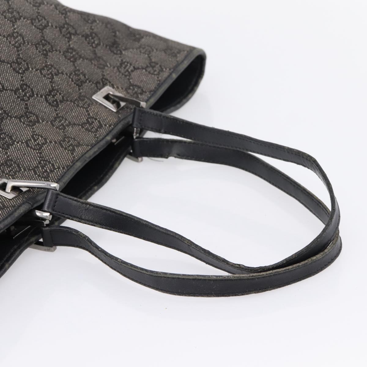 GUCCI GG Canvas Tote Bag Gray Silver 31243 Auth 206920