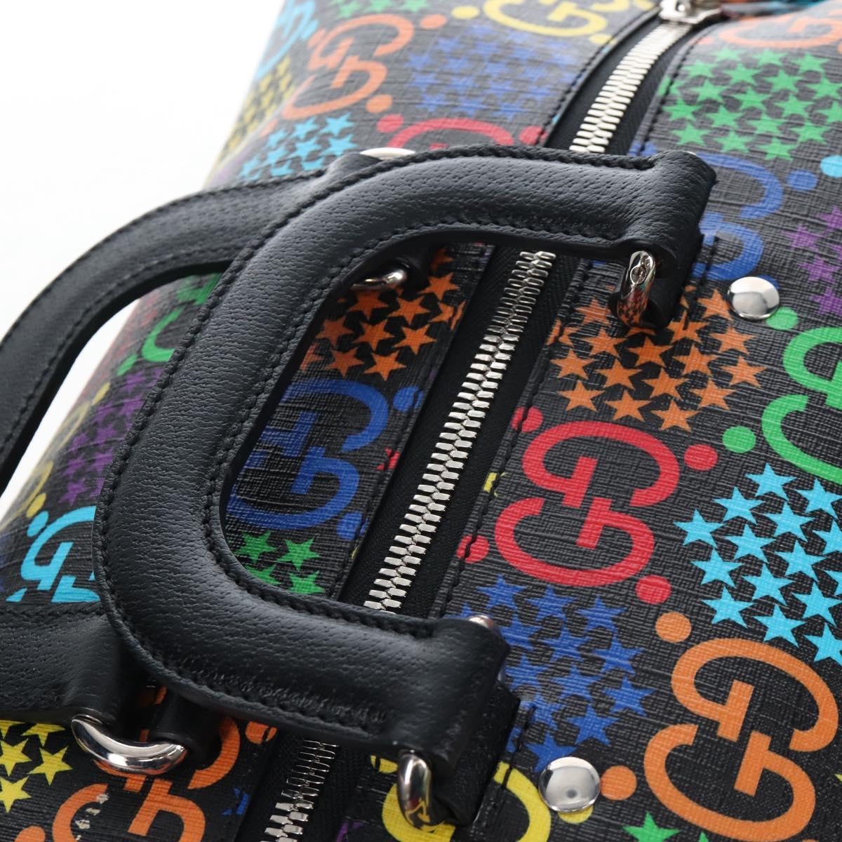 GUCCI GG Psychedelic Boston Bag PVC 2way Multicolor Silver 587866 Auth 206921SAM