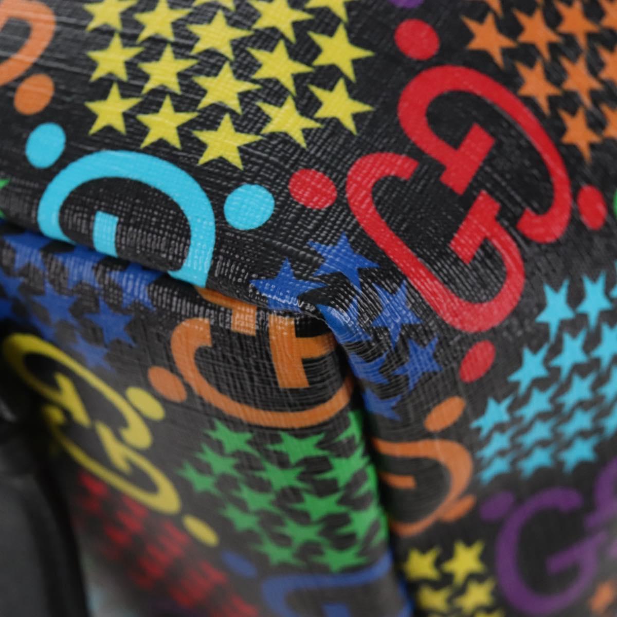 GUCCI GG Psychedelic Boston Bag PVC 2way Multicolor Silver 587866 Auth 206921SAM
