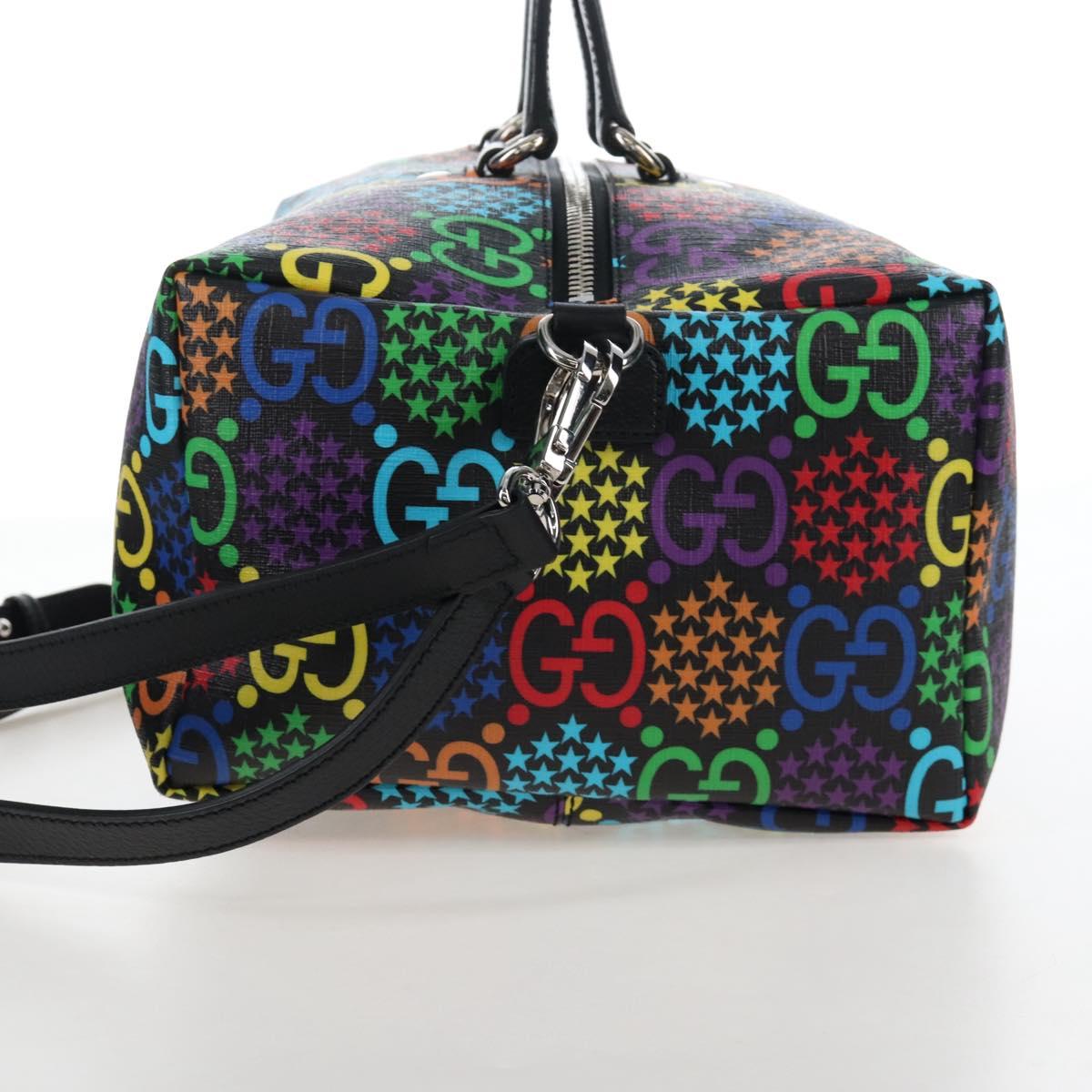 GUCCI GG Psychedelic Boston Bag PVC 2way Multicolor Silver 587866 Auth 206921SAM