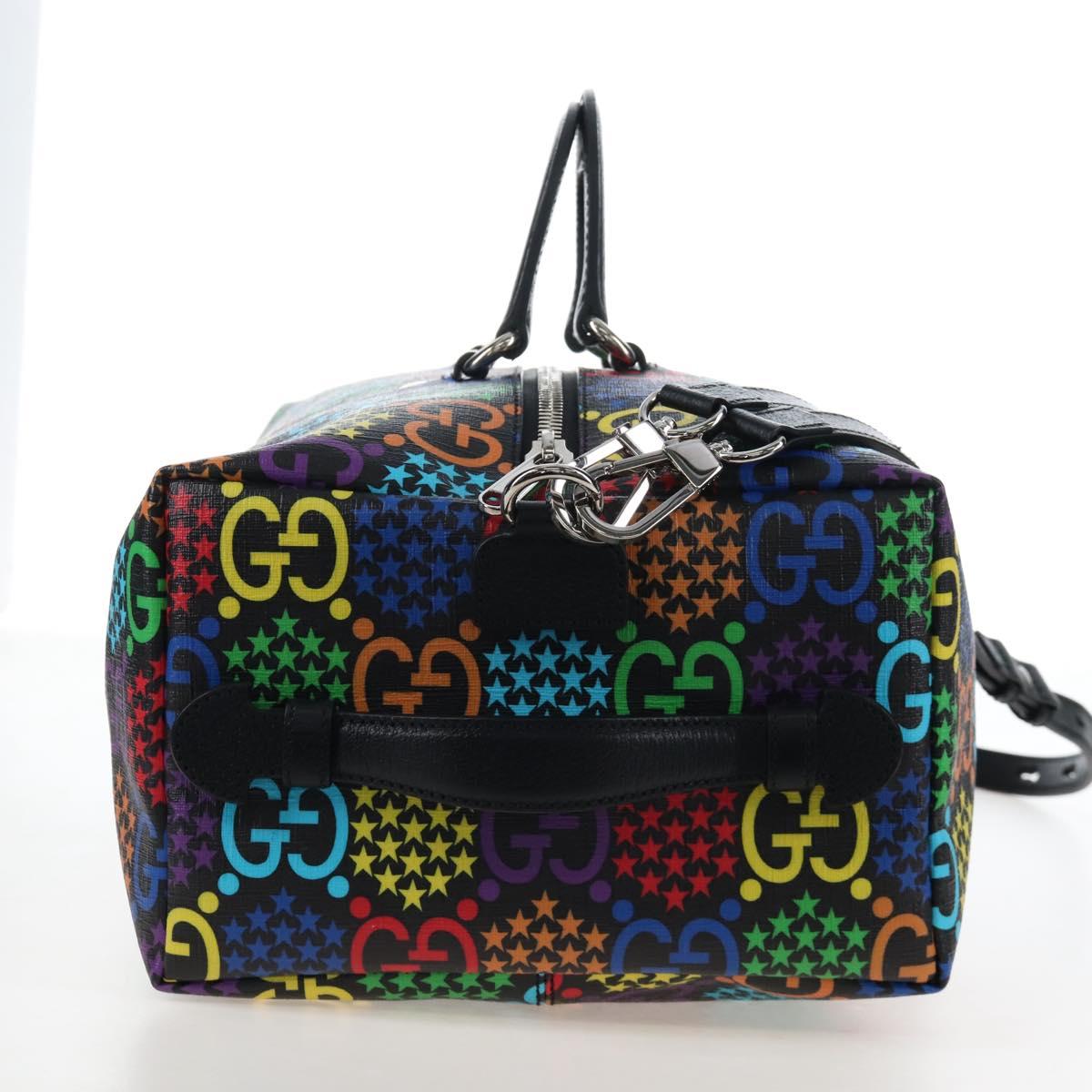 GUCCI GG Psychedelic Boston Bag PVC 2way Multicolor Silver 587866 Auth 206921SAM