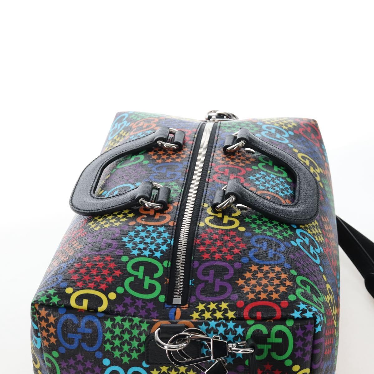 GUCCI GG Psychedelic Boston Bag PVC 2way Multicolor Silver 587866 Auth 206921SAM