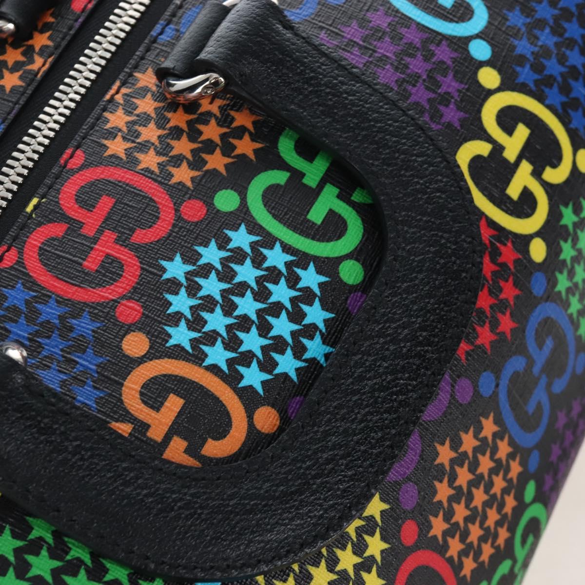 GUCCI GG Psychedelic Boston Bag PVC 2way Multicolor Silver 587866 Auth 206921SAM