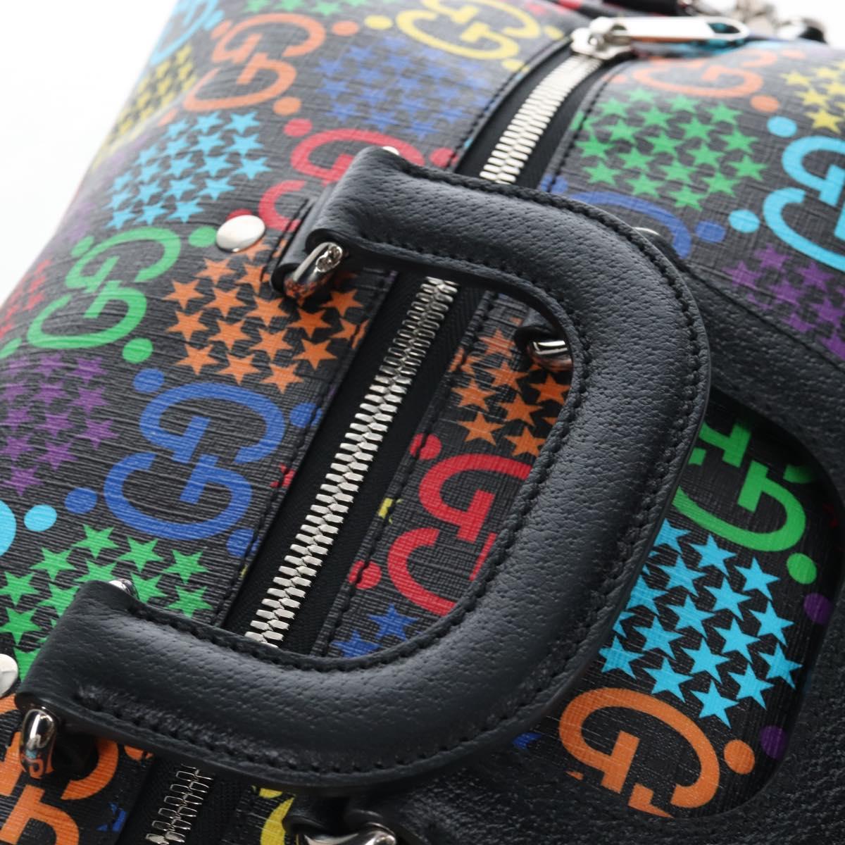 GUCCI GG Psychedelic Boston Bag PVC 2way Multicolor Silver 587866 Auth 206921SAM