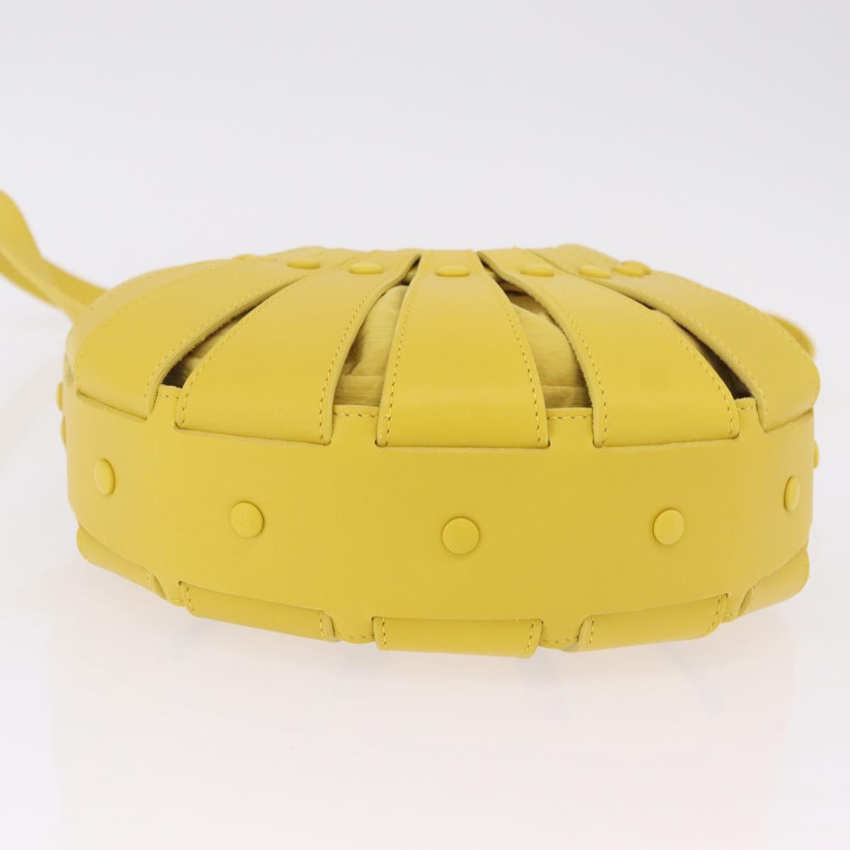 Bottega Veneta The Shell Hand Bag Leather 2way Yellow Auth 206926V