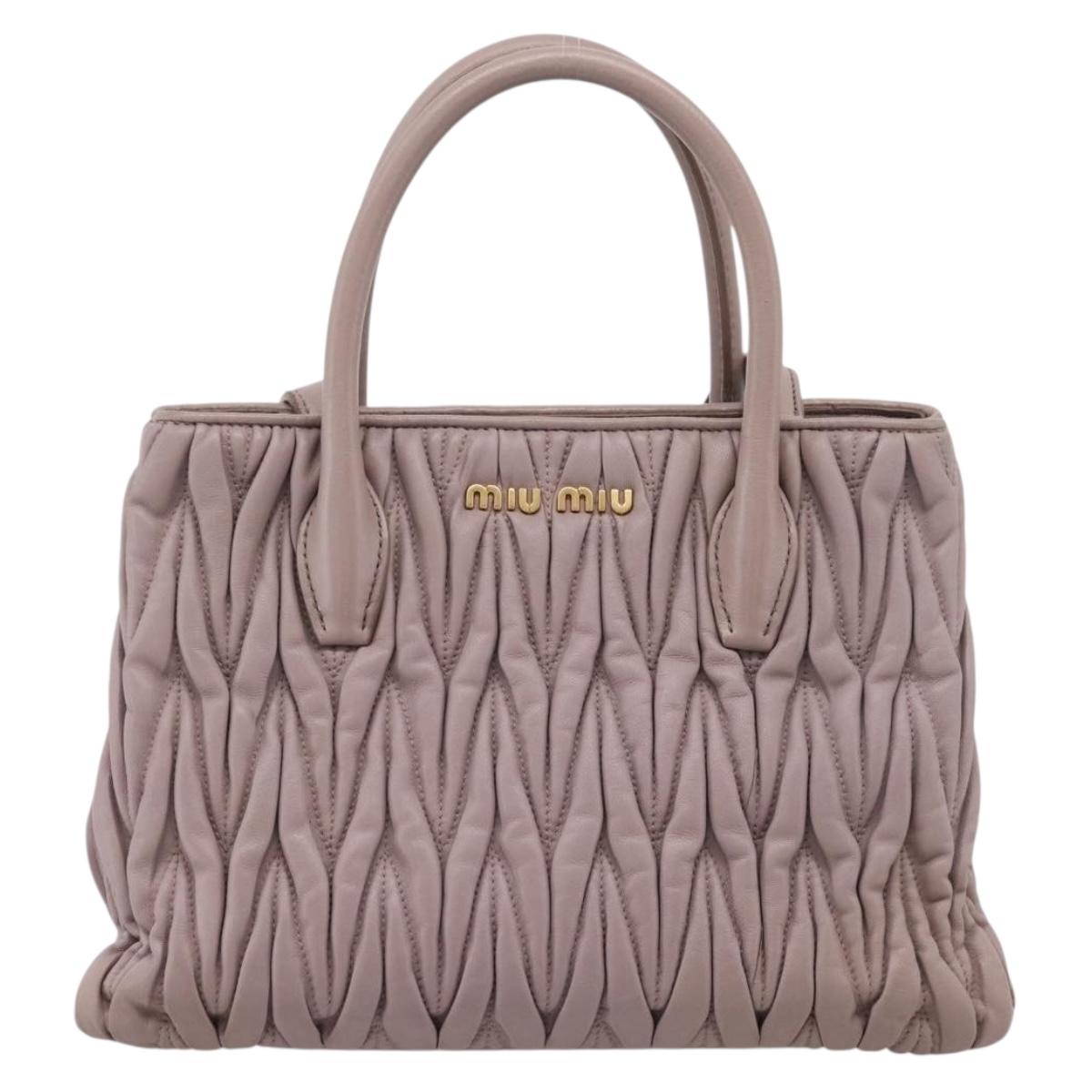Miu Miu Matelasse Hand Bag Leather 2way Purple Gold Auth 206929A