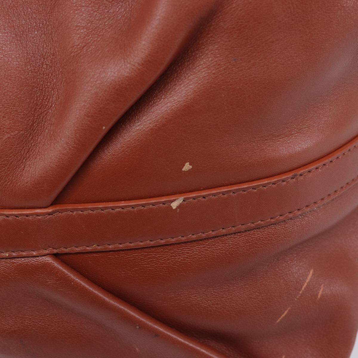 BVLGARI Chandra Hand Bag Leather Brown Gold Auth 206932