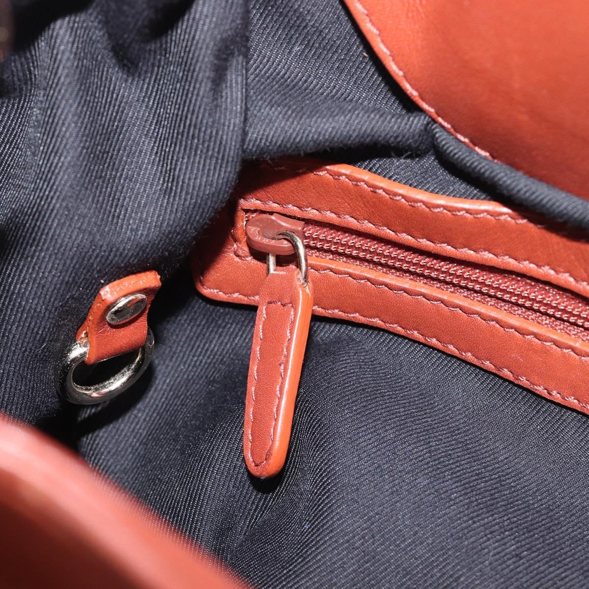 BVLGARI Chandra Hand Bag Leather Brown Gold Auth 206932