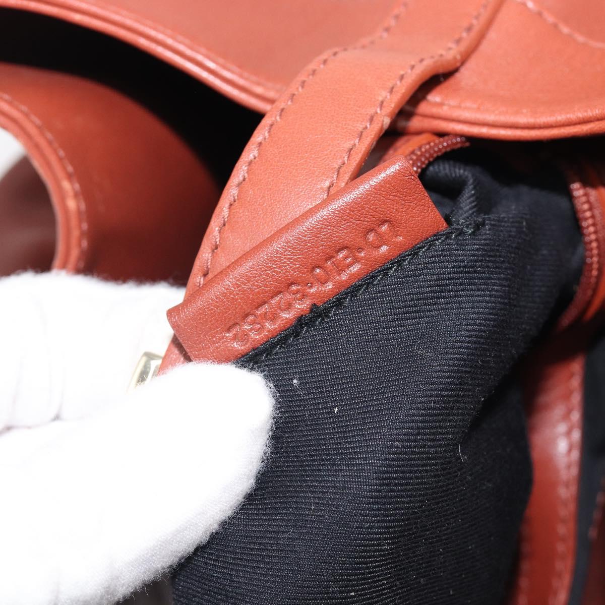 BVLGARI Chandra Hand Bag Leather Brown Gold Auth 206932