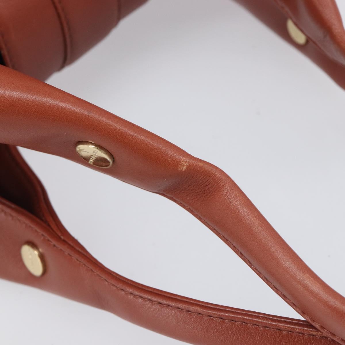 BVLGARI Chandra Hand Bag Leather Brown Gold Auth 206932