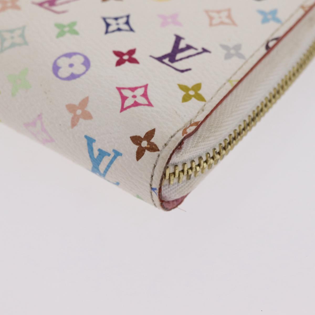LOUIS VUITTON Monogram Multicolor Zippy Long Wallet White M60241 LV Auth 206935