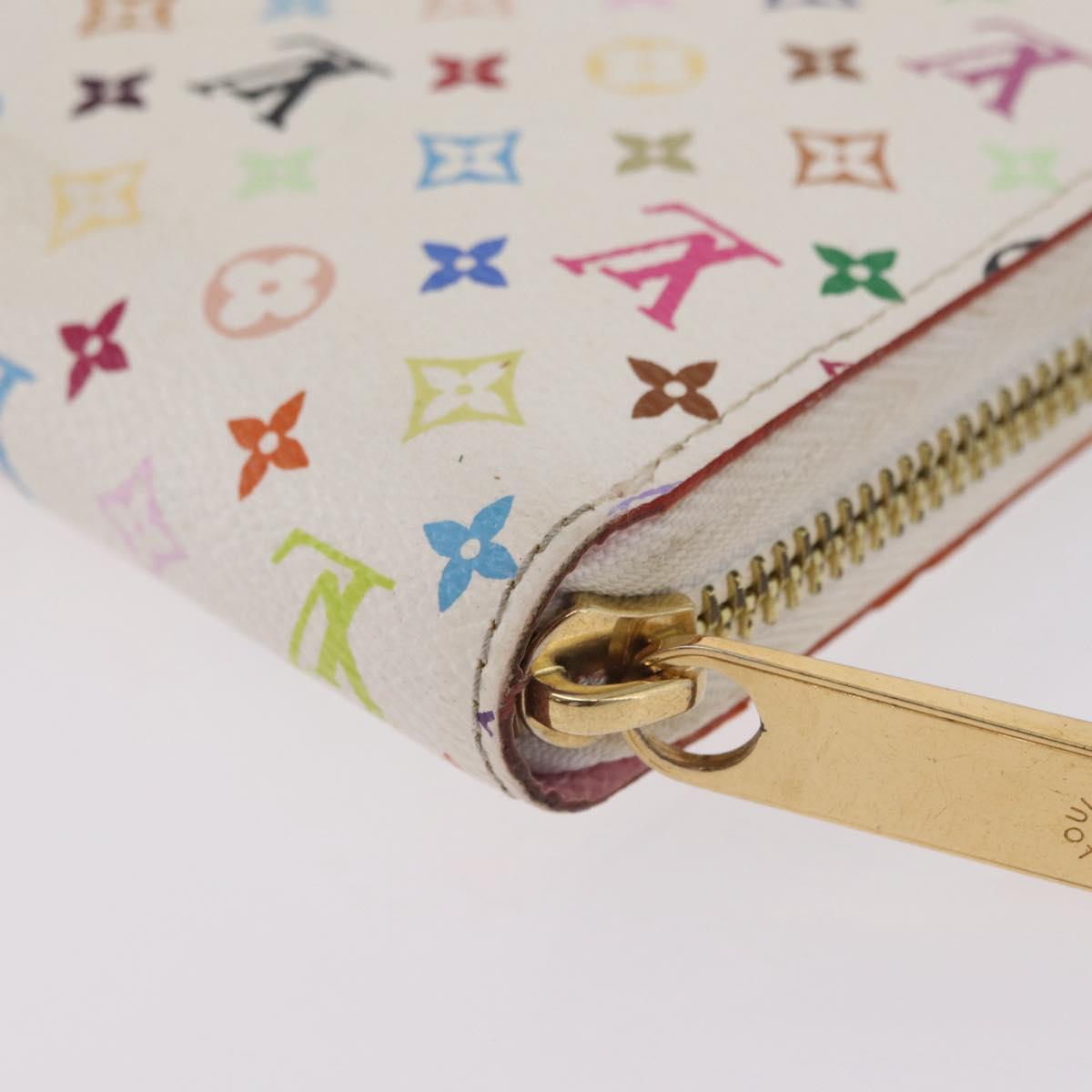 LOUIS VUITTON Monogram Multicolor Zippy Long Wallet White M60241 LV Auth 206935