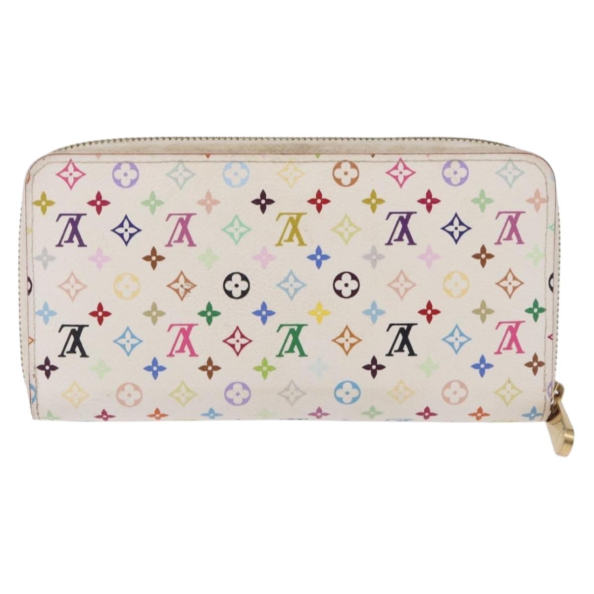 LOUIS VUITTON Monogram Multicolor Zippy Long Wallet White M60241 LV Auth 206935