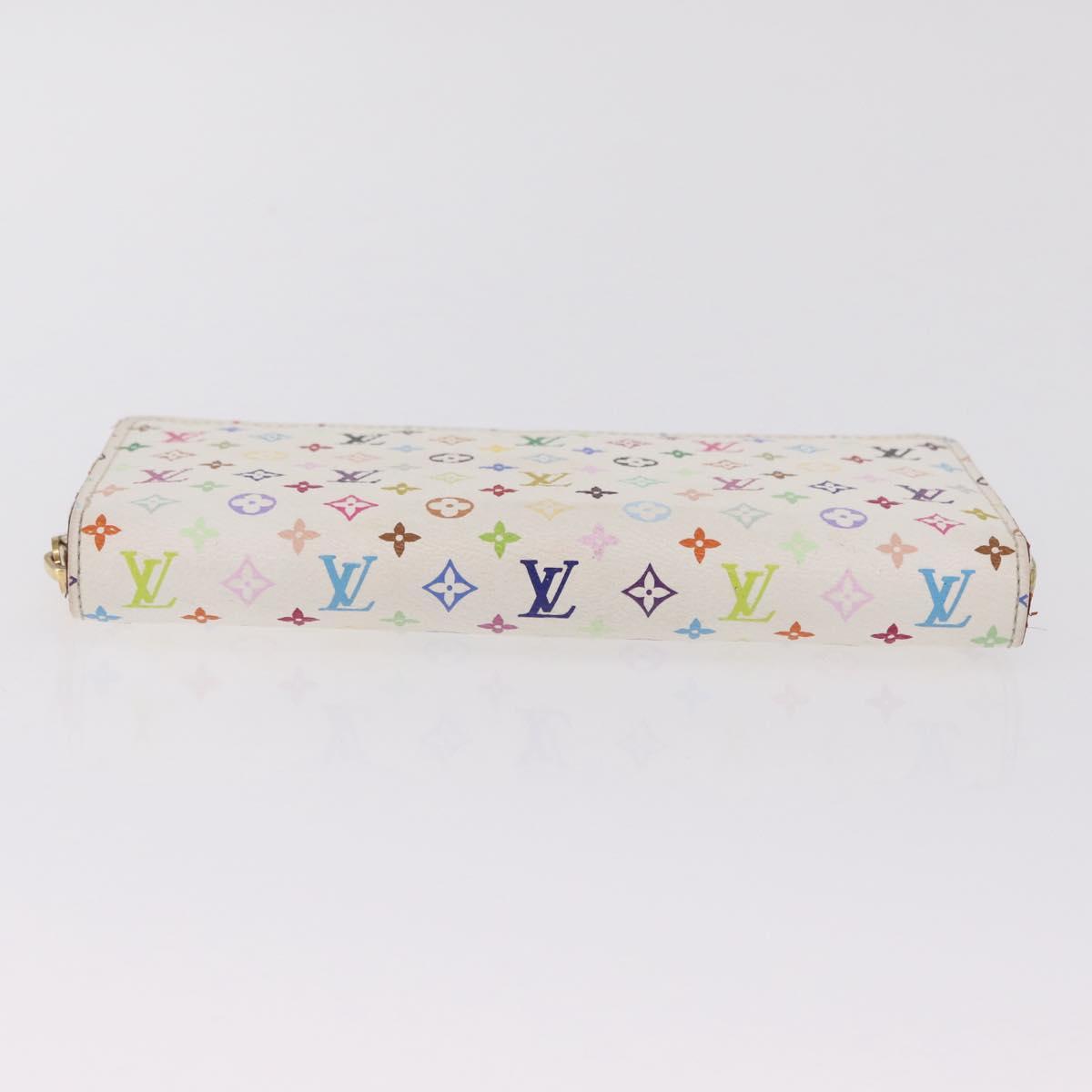 LOUIS VUITTON Monogram Multicolor Zippy Long Wallet White M60241 LV Auth 206935