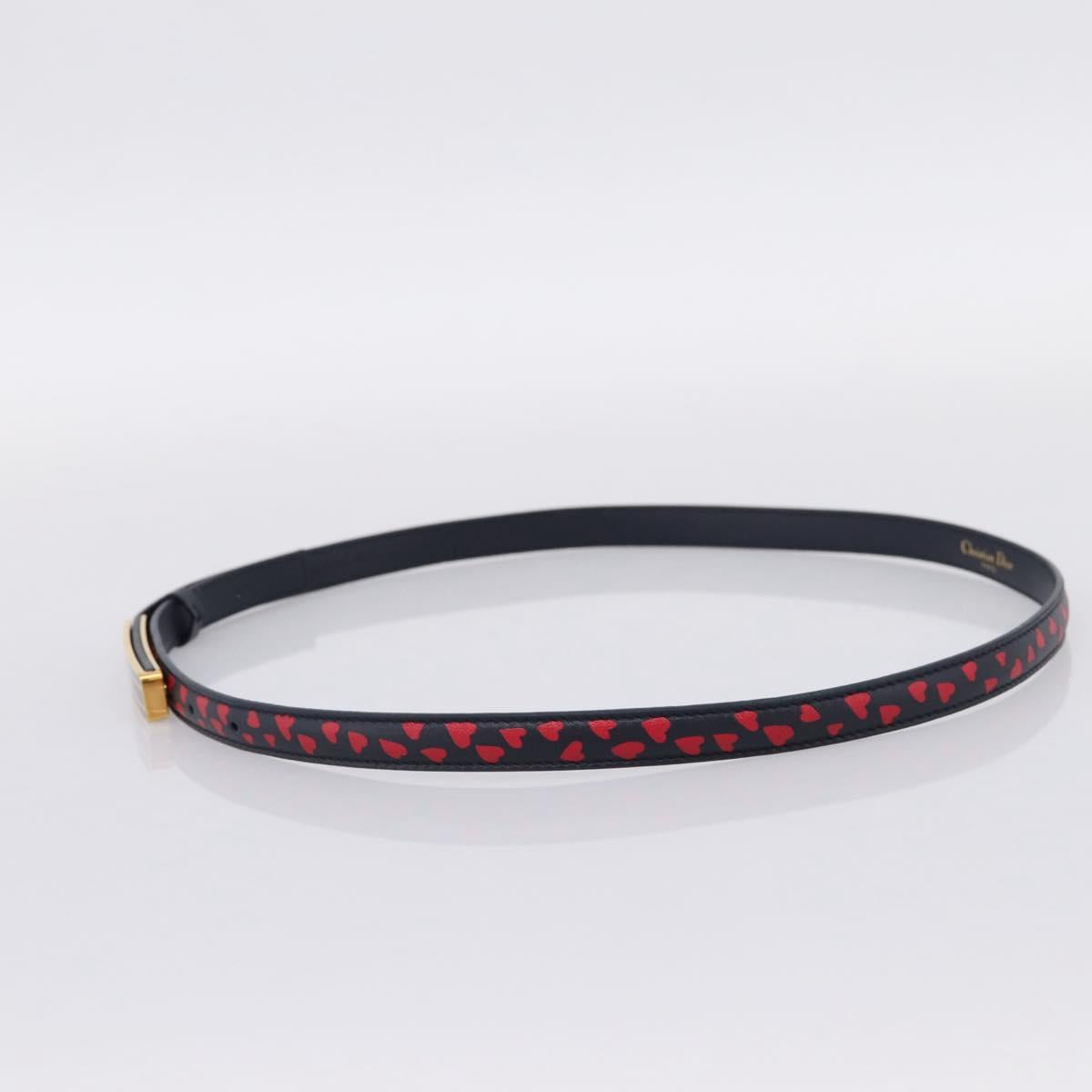 Christian Dior Belt Leather 39.4"" 85 Black Gold Auth 206942M