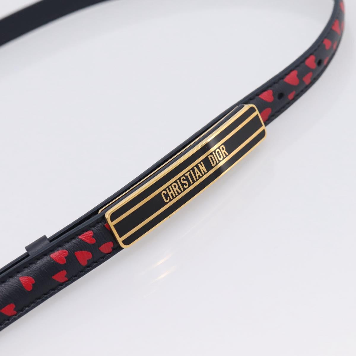 Christian Dior Belt Leather 39.4"" 85 Black Gold Auth 206942M