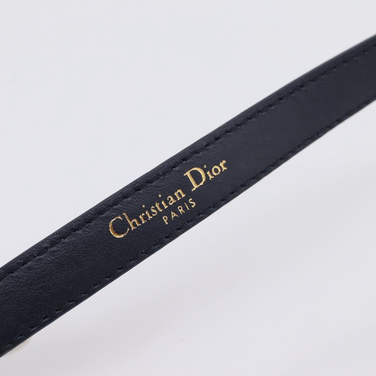 Christian Dior Belt Leather 39.4"" 85 Black Gold Auth 206942M