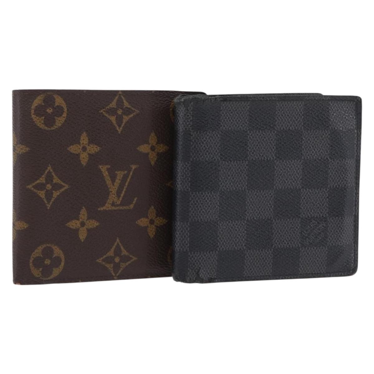 LOUIS VUITTON Damier Graphite Monogram Portefeuille Marco 2 Set Auth 206946