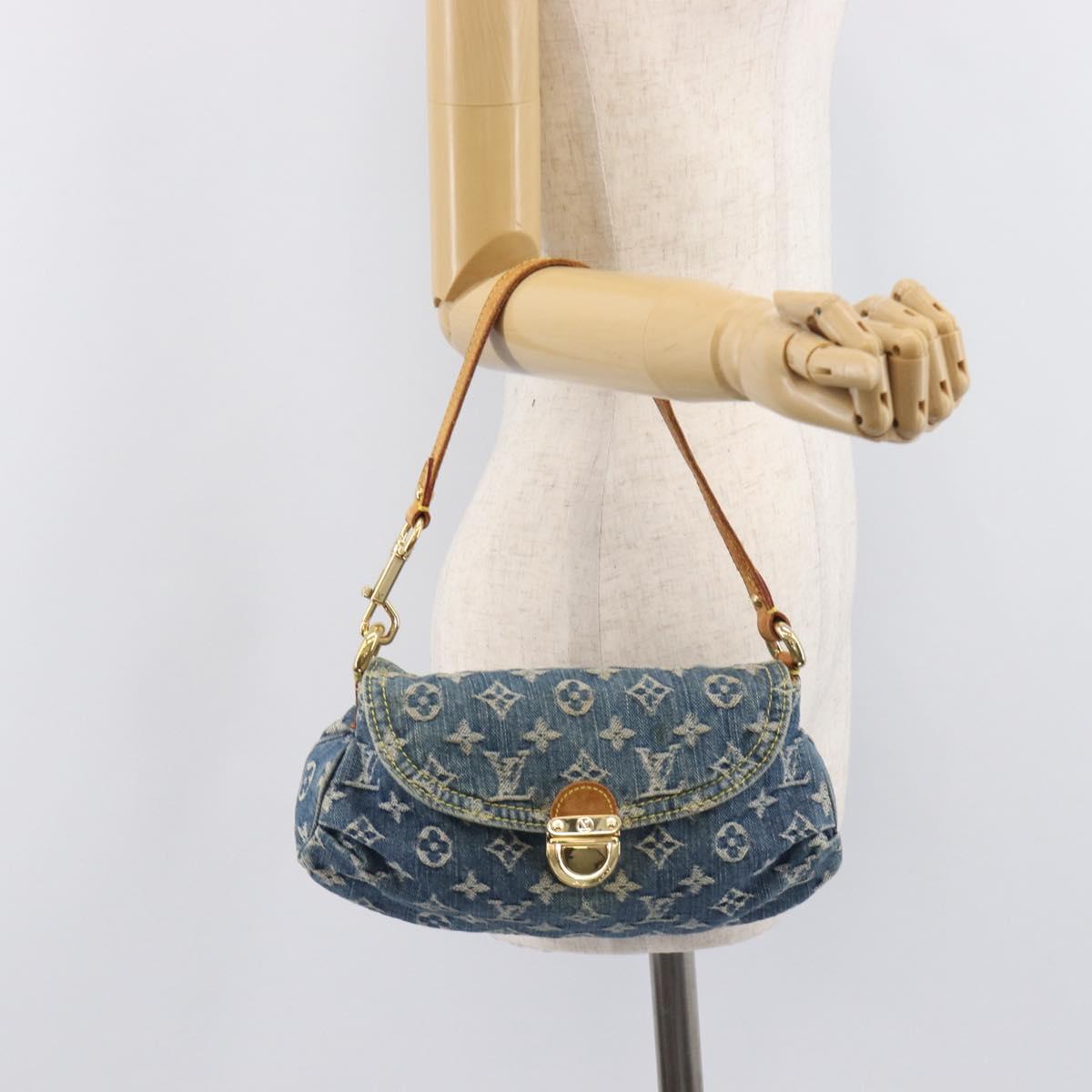LOUIS VUITTON Monogram Denim Mini Preity Hand Bag Blue M95050 LV Auth 206965