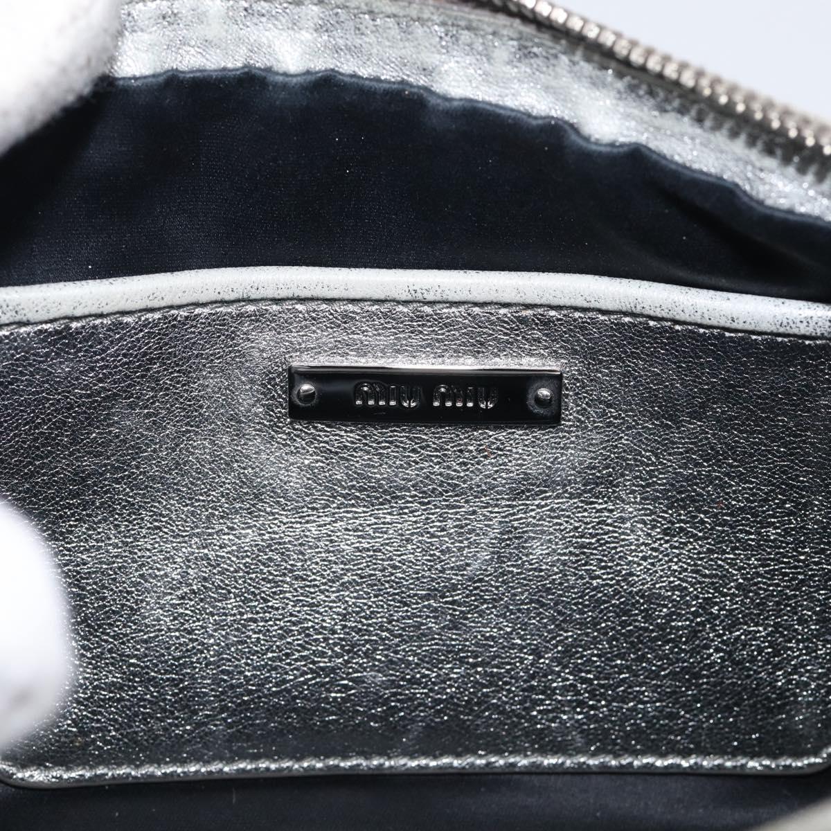 Miu Miu Matelasse Shoulder Bag Leather Silver Auth 206966A