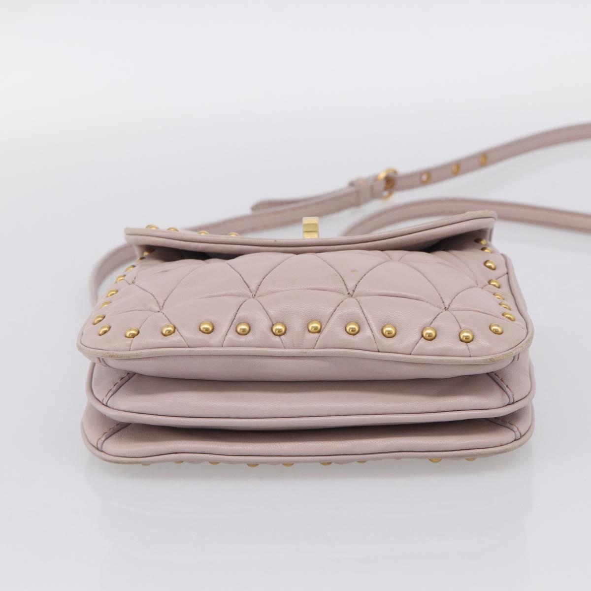 Miu Miu Shoulder Bag Leather Pink Gold Auth 206967A