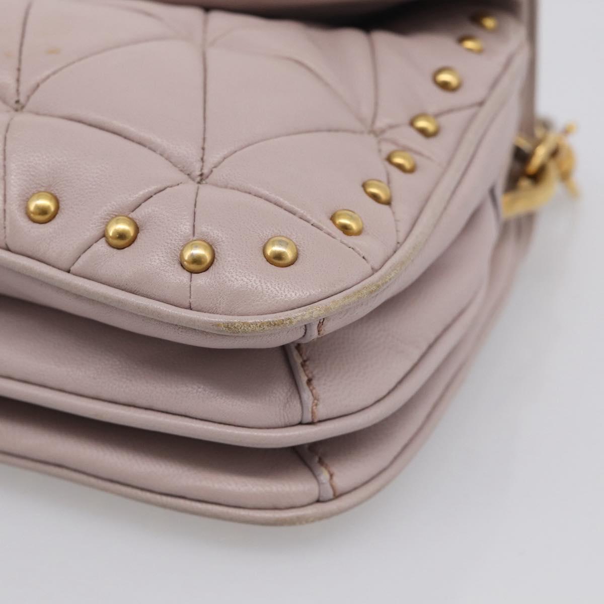 Miu Miu Shoulder Bag Leather Pink Gold Auth 206967A