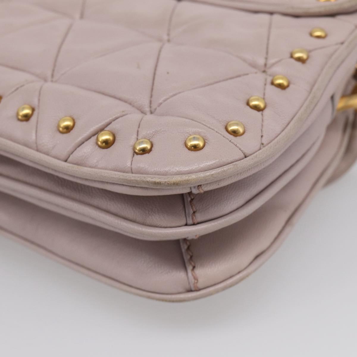 Miu Miu Shoulder Bag Leather Pink Gold Auth 206967A