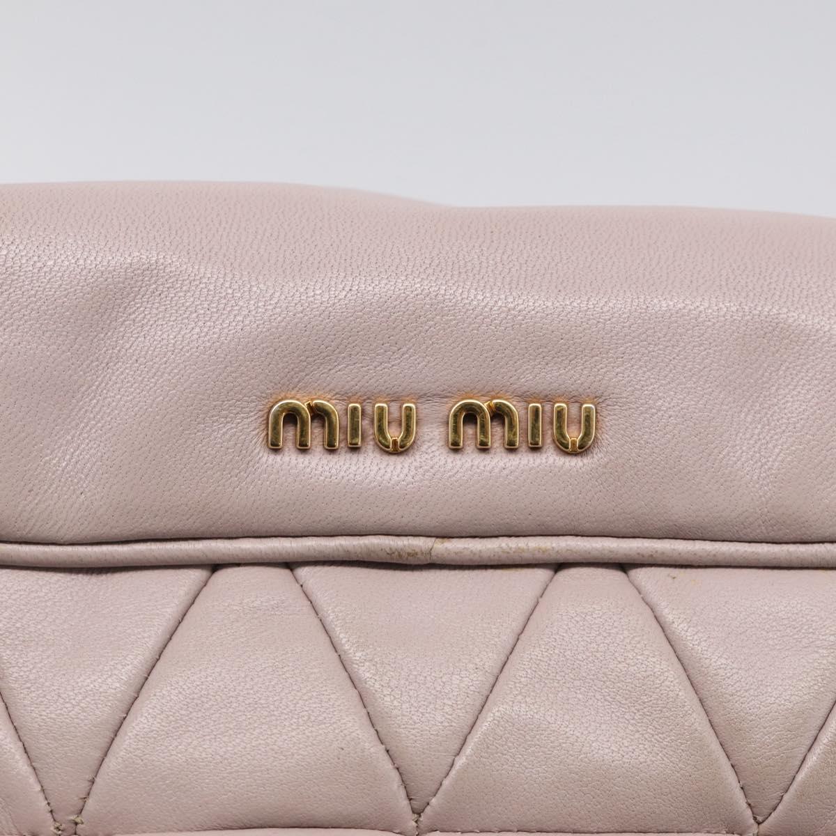 Miu Miu Shoulder Bag Leather Pink Gold Auth 206967A