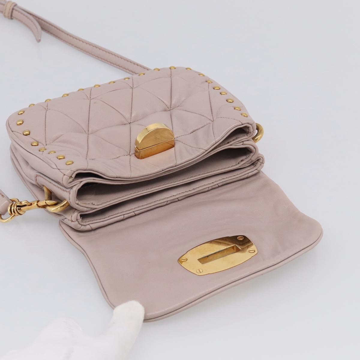 Miu Miu Shoulder Bag Leather Pink Gold Auth 206967A