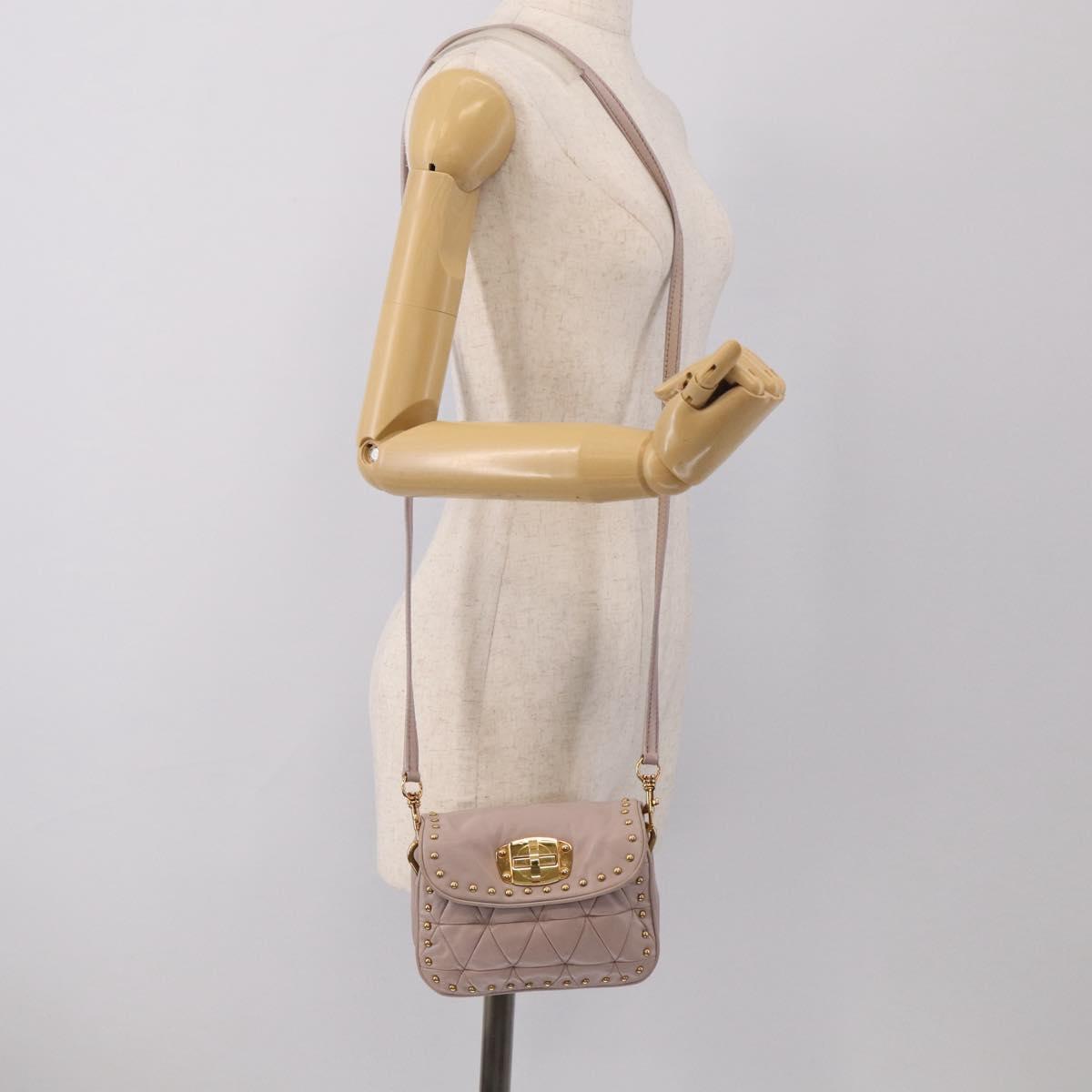 Miu Miu Shoulder Bag Leather Pink Gold Auth 206967A