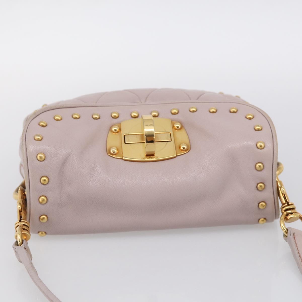 Miu Miu Shoulder Bag Leather Pink Gold Auth 206967A