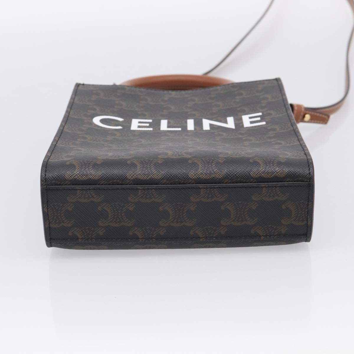 CELINE Triomphe Vertical Cabas XS Hand Bag PVC 2way Black Gold Auth 206968V