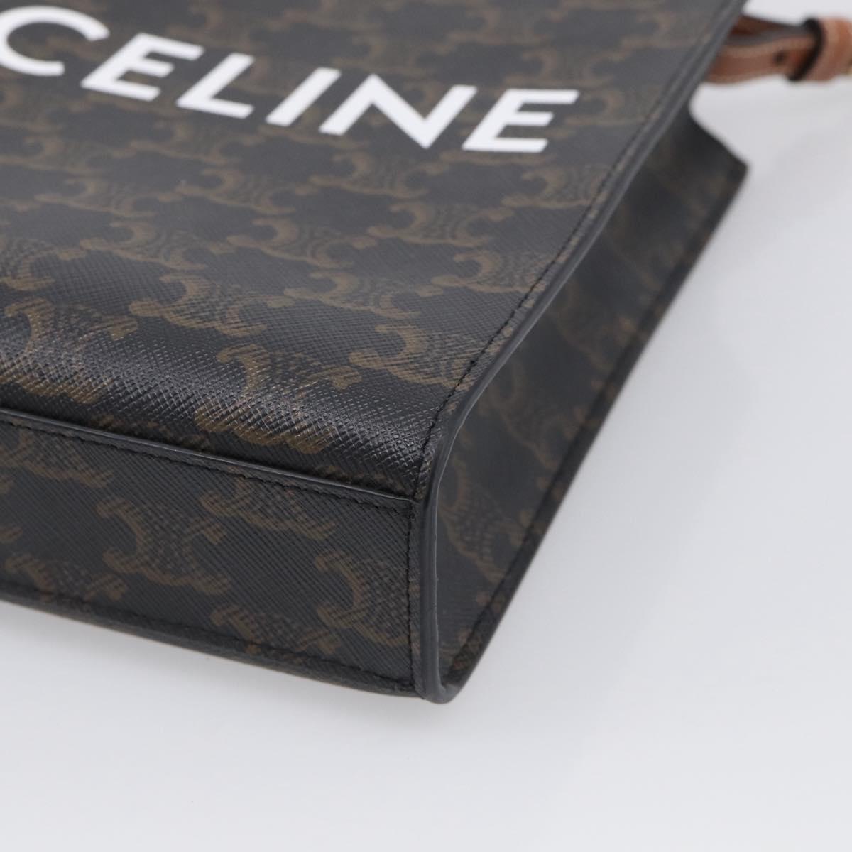 CELINE Triomphe Vertical Cabas XS Hand Bag PVC 2way Black Gold Auth 206968V