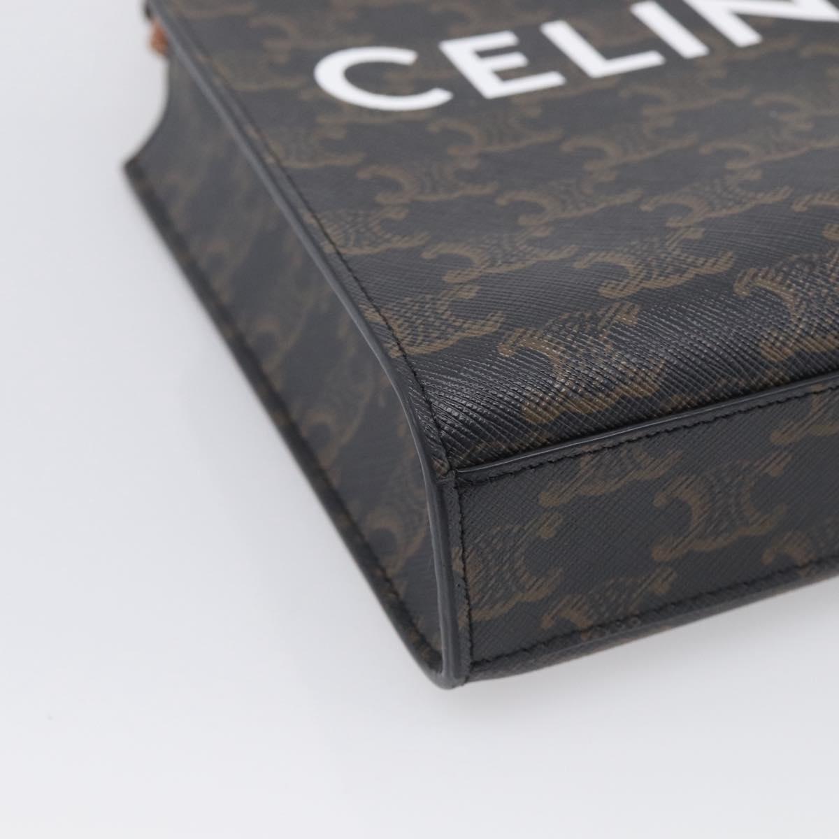 CELINE Triomphe Vertical Cabas XS Hand Bag PVC 2way Black Gold Auth 206968V