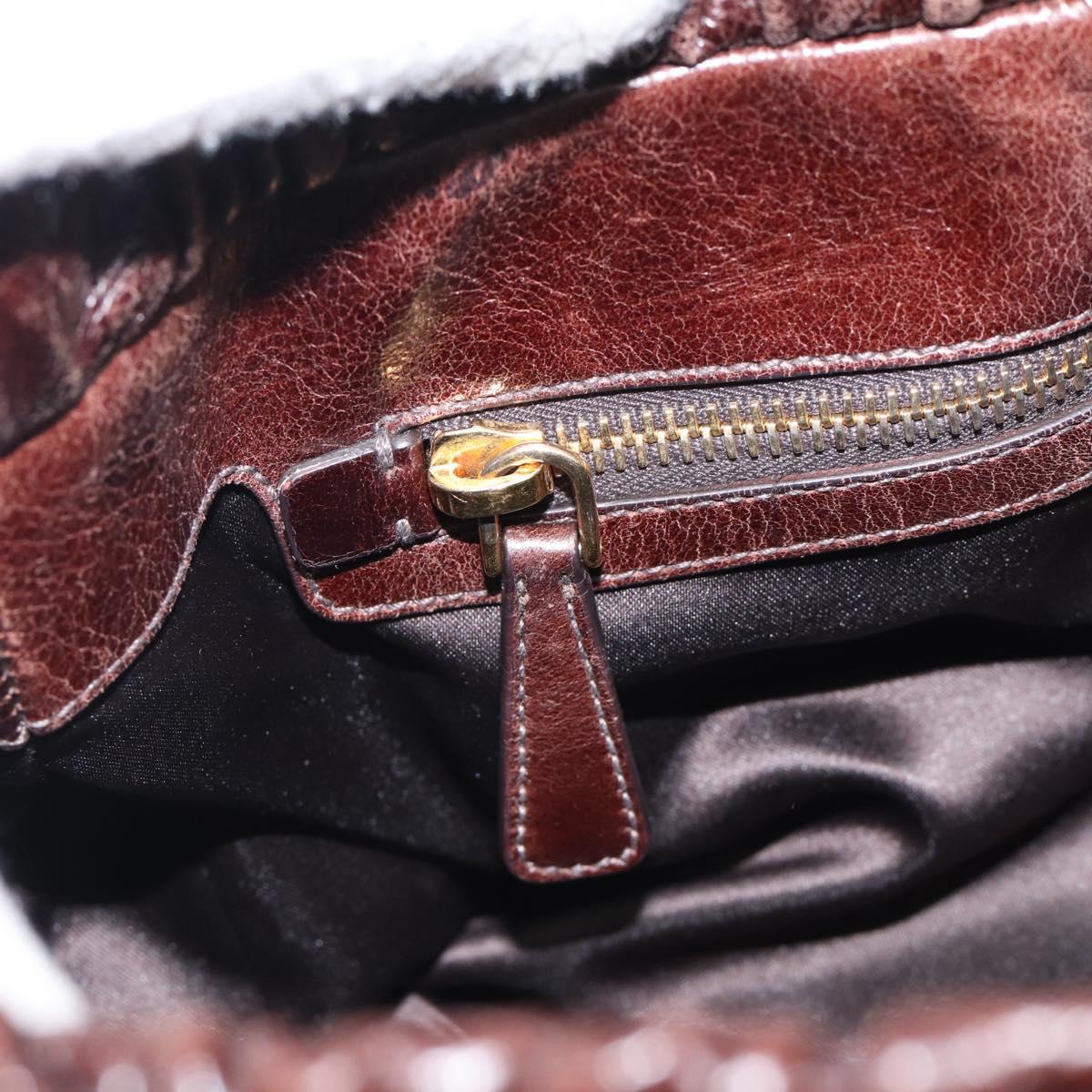 Miu Miu Matelasse Hand Bag Vitellolux 2way Dark Brown Gold Auth 206970V