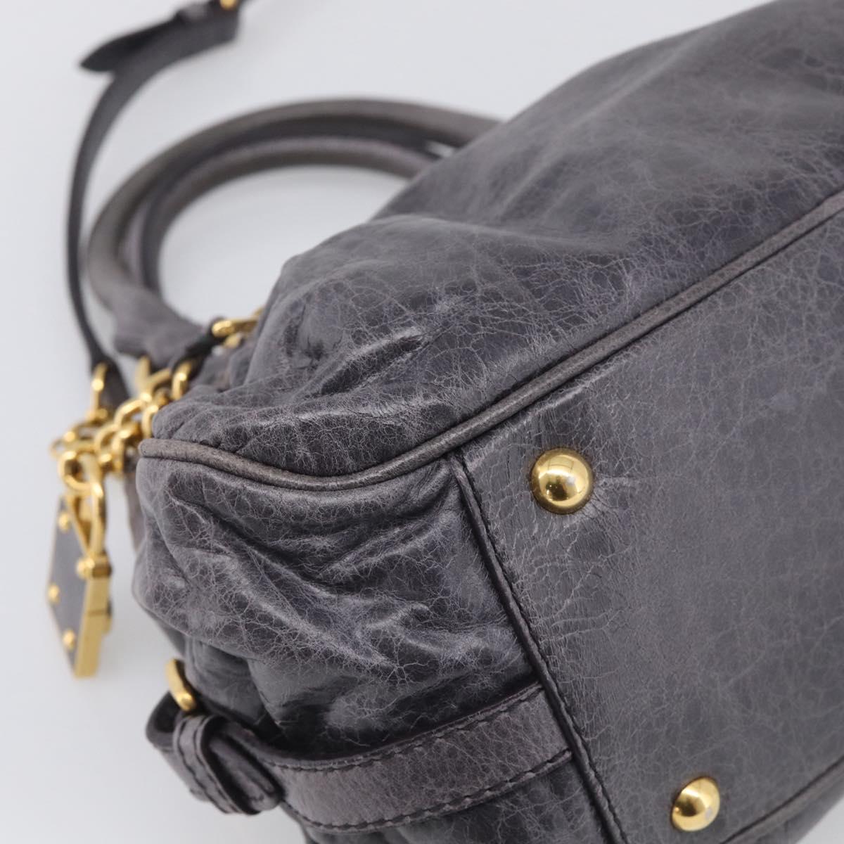 Miu Miu Matelasse Hand Bag Vitellolux 2way Purple Gold Auth 206971A