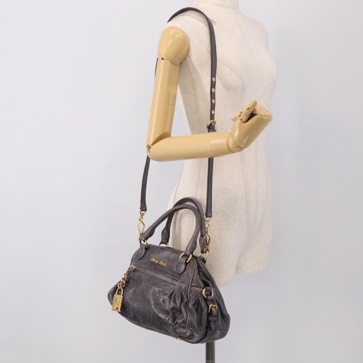 Miu Miu Matelasse Hand Bag Vitellolux 2way Purple Gold Auth 206971A
