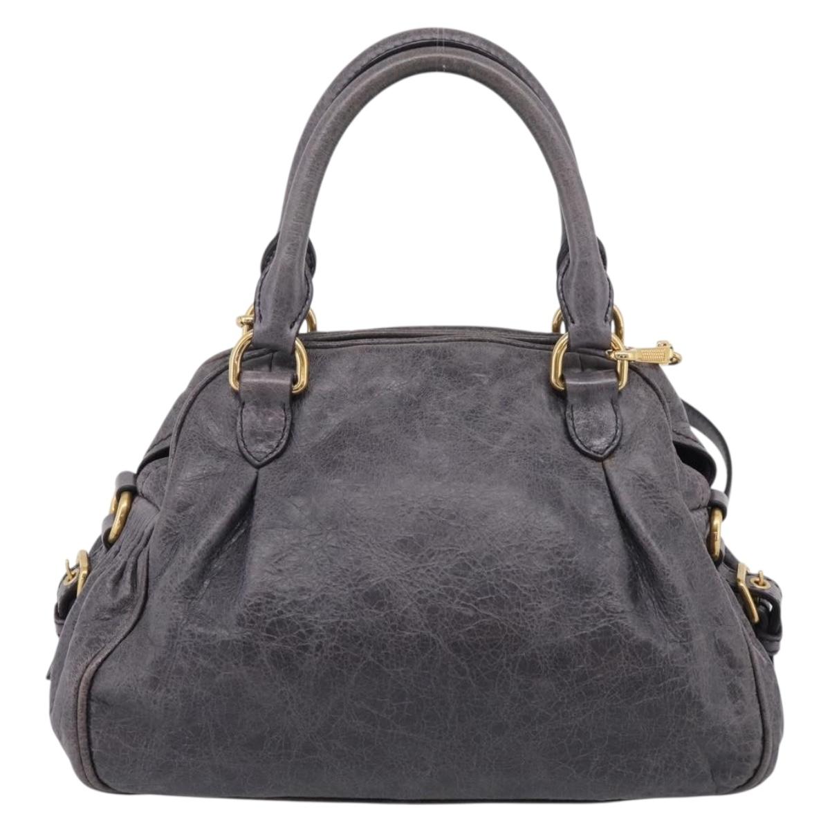 Miu Miu Matelasse Hand Bag Vitellolux 2way Purple Gold Auth 206971A