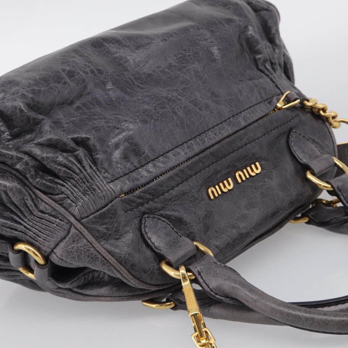 Miu Miu Matelasse Hand Bag Vitellolux 2way Purple Gold Auth 206971A