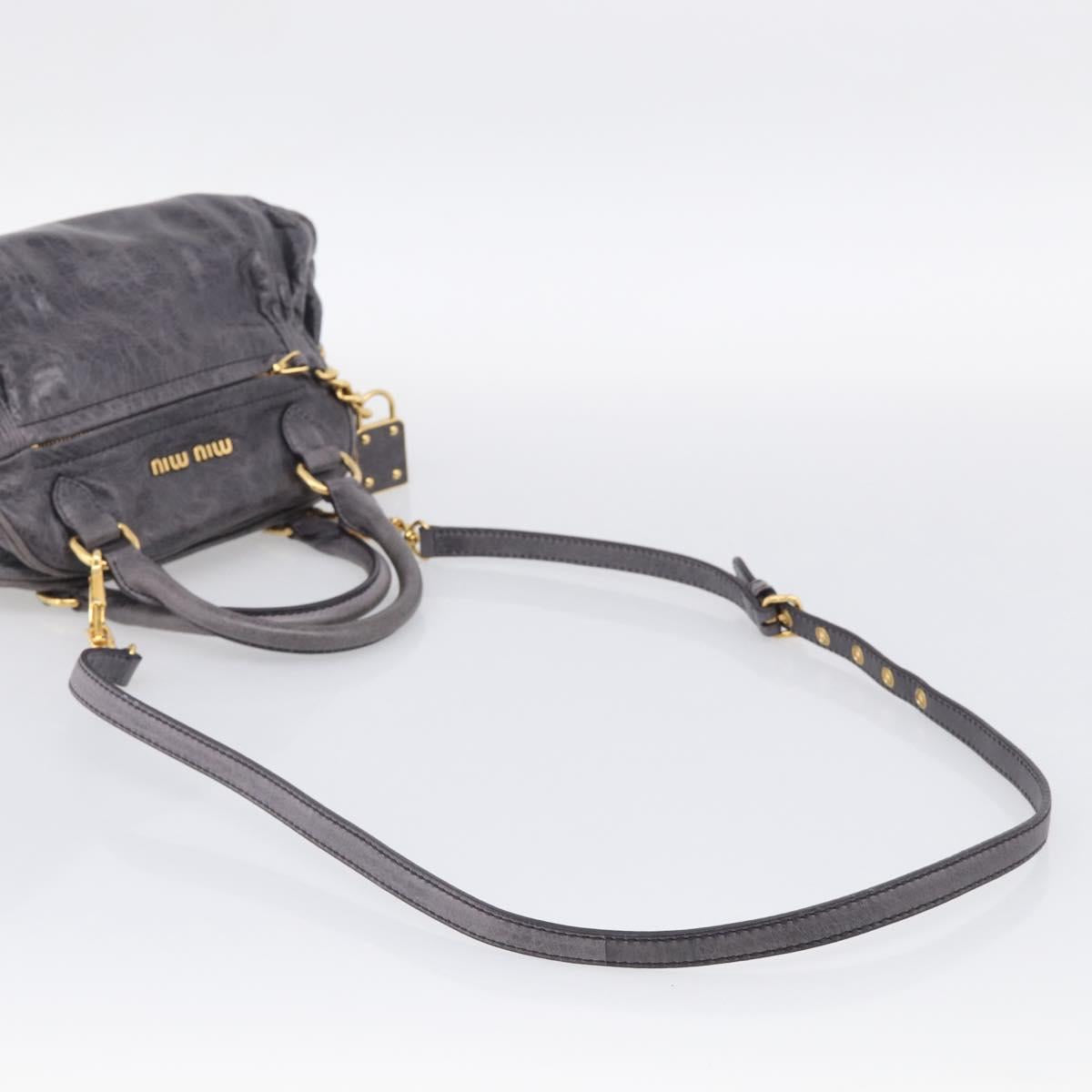 Miu Miu Matelasse Hand Bag Vitellolux 2way Purple Gold Auth 206971A
