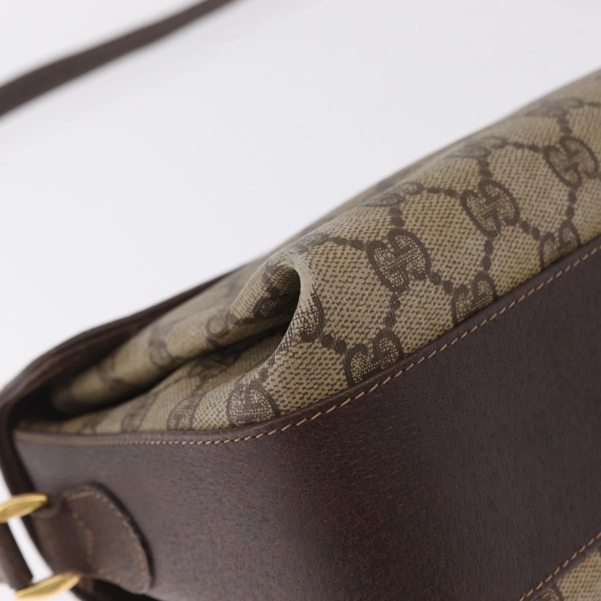 GUCCI GG Supreme Web Sherry Line Bag PVC Beige Gold 904 02 084 Auth 206972