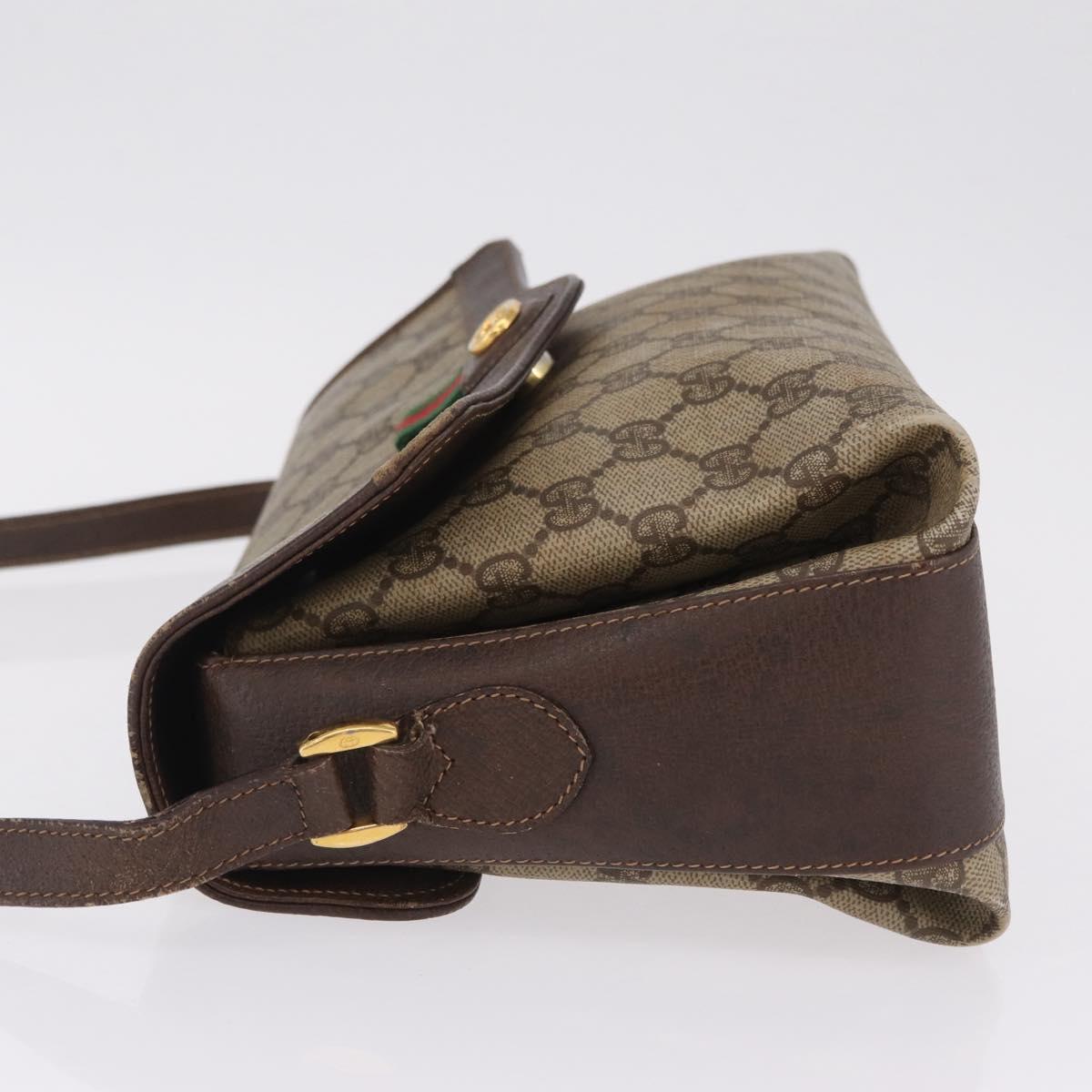 GUCCI GG Supreme Web Sherry Line Bag PVC Beige Gold 904 02 084 Auth 206972