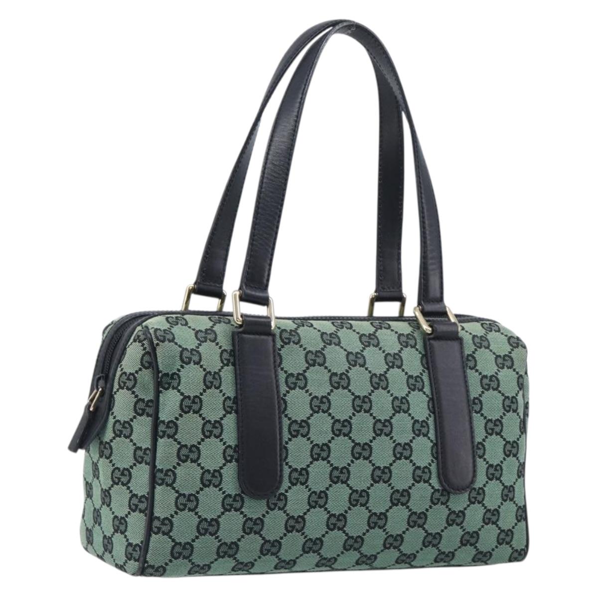 GUCCI GG Canvas Hand Bag Green Gold 257289 Auth 206973A